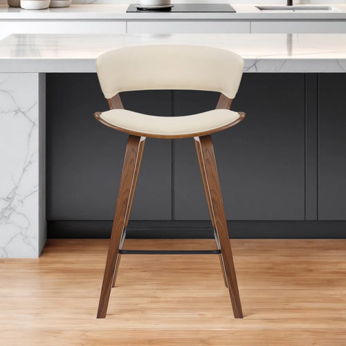 Cream And Brown Iron Low Back Counter Height Bar Chair