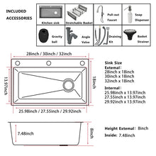 Load image into Gallery viewer, 28" Drop In Single Bowl Kitchen Sink IGN-K001S-28, SILVER