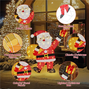 Pre-lit 2D Christmas Santa Claus Decor with Warm White LED Lights