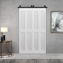 Load image into Gallery viewer, 2 PANEL Shaker Composite Double Bi-Fold Door with Barn Door Hardware Kit