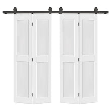 Load image into Gallery viewer, 2 PANEL Shaker Composite Double Bi-Fold Door with Barn Door Hardware Kit