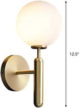 Load image into Gallery viewer, Milky Glass Ball Sconce Contemporary 1 Head Brass Wall Mount Light Fixture