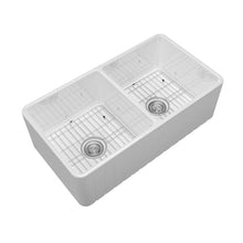 Load image into Gallery viewer, 33'' L Farmhouse / Apron Double Bowl Fireclay Kitchen Sink
