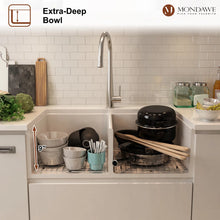 Load image into Gallery viewer, 33'' L Farmhouse / Apron Double Bowl Fireclay Kitchen Sink