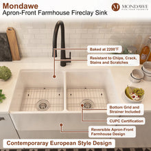 Load image into Gallery viewer, 33'' L Farmhouse / Apron Double Bowl Fireclay Kitchen Sink