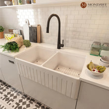 Load image into Gallery viewer, 33'' L Farmhouse / Apron Double Bowl Fireclay Kitchen Sink