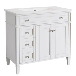 36" Bathroom Vanity, Modern Sink Cabinet With 4 Drawers and 2 Doors