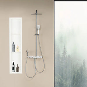 36"x9" Stainless Steel 18 Gauge White Cream Rectangular Recessed Shower Niche No Tile Needed