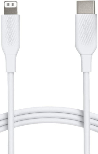 Amazon Basics USB-C to Lightning Cable, MFi Certified iPhone Charger - White, 3-Foot