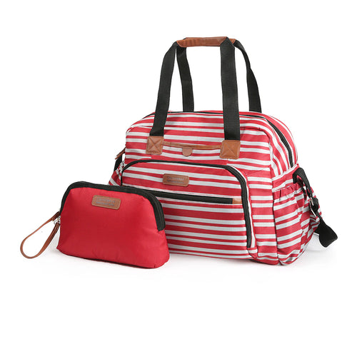Duffel Bag with Accessory Pouch - RED STRIPE