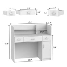 Load image into Gallery viewer, 47.2'' W Rectangular Wood Reception Desk With Drawers And Cabinet