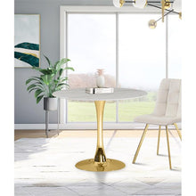 Load image into Gallery viewer, Meridian Furniture Tulip 36&quot; Round Faux Marble Top Dining Table with Gold Base