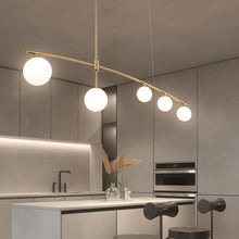 Load image into Gallery viewer, 5-Light Modern Linear Pendant Light with Frosted Glass Shades - Brass