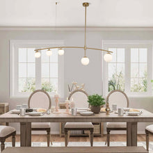 Load image into Gallery viewer, 5-Light Modern Linear Pendant Light with Frosted Glass Shades - Brass