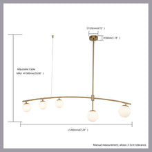 Load image into Gallery viewer, 5-Light Modern Linear Pendant Light with Frosted Glass Shades - Brass