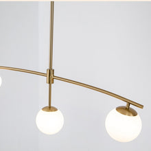 Load image into Gallery viewer, 5-Light Modern Linear Pendant Light with Frosted Glass Shades - Brass