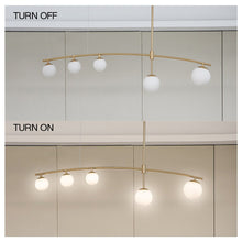 Load image into Gallery viewer, 5-Light Modern Linear Pendant Light with Frosted Glass Shades - Brass
