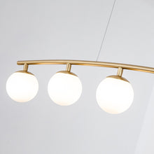 Load image into Gallery viewer, 5-Light Modern Linear Pendant Light with Frosted Glass Shades - Brass