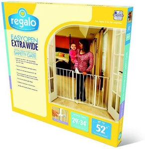 Regalo Easy Open 47-Inch Super Wide Walk Thru Baby Gate, Bonus Kit, Includes 4-Inch and 12-Inch Extension Kit, 4 Pack Pressure Mount Kit and 4 Wall Cups and Mounting Kit , White, 11 Count (Pack of 1)