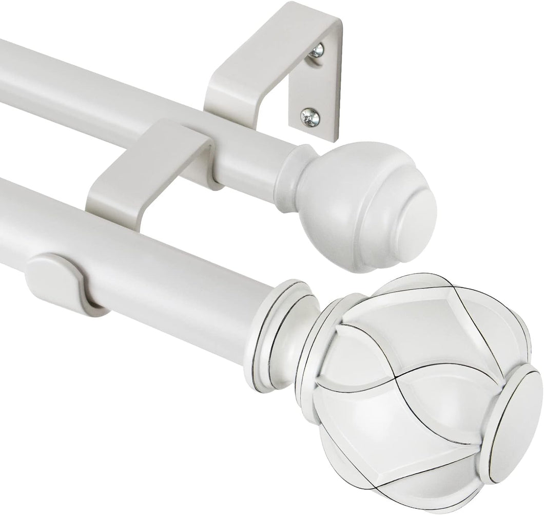 KAMANINA 1 Inch Double Curtain Rods for Windows 36 to 72 Inches (3-6 Feet)