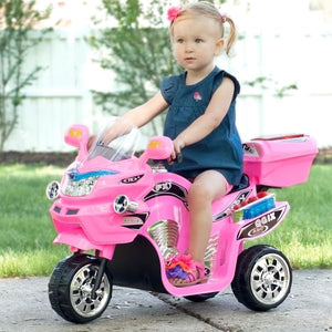 Toy Time Ride-On Motorcycle- 6V Battery Powered Pink Toy Trike- 3 Wheeled Motorized Bike - Pink