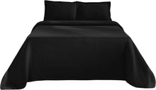 Load image into Gallery viewer, Superior 100% Cotton Basket Weave Bedspread with Shams, All-Season Premium Cotton Matelasse Jacquard Bedding, Quilted-Look Geometric Basket, King, Black
