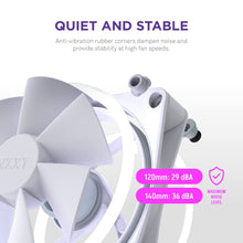 Load image into Gallery viewer, NZXT F140 RGB Duo - 140mm Dual-Sided RGB Fan – 20 Individually Addressable LEDs – Balanced Airflow and Static Pressure – Fluid Dynamic Bearing – PWM Control – Anti-Vibration Rubber Corners – White