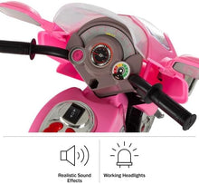 Load image into Gallery viewer, Toy Time Ride-On Motorcycle- 6V Battery Powered Pink Toy Trike- 3 Wheeled Motorized Bike - Pink