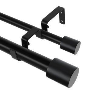 Black Double Curtain Rods for Windows 72 to 144 Inch