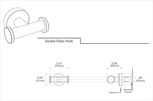 Auction Gatco 4635AMX Glam Double Robe Hook, Matte Black / 3.10" W Wall Mount Double Robe, Towel Hook