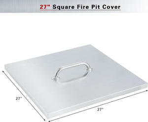 Fire Pit LID 27 x 27 1.5mm Thick, Stainless Steel Fire Pit Burner Cover Square Fire Pit Cover for Recessed Fire Pit Operation