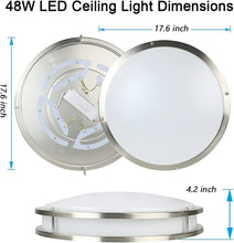 Load image into Gallery viewer, 48W Dimmable Flush Mount LED Ceiling Light Fixture, 17.6&quot; Round Close to Ceiling Lights with Remote Control