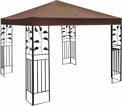 WEOBNAQ 10x10 Ft Gazebo Canopy Top Replacement Cover - BROWN 10x10ft