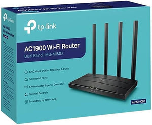 TP-Link AC1900 Wireless MU-MIMO WiFi Router - Dual Band Gigabit Wireless Internet Routers for Home, Parental Contorls & QS, Beamforming (Archer C80)