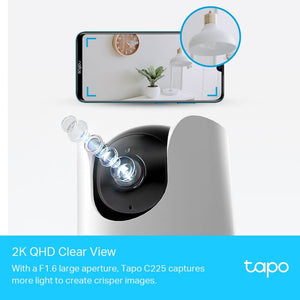 TP-Link Tapo C225 4MP 2K QHD 1440p Pan/Tilt WiFi SecuritySmart AI Camera