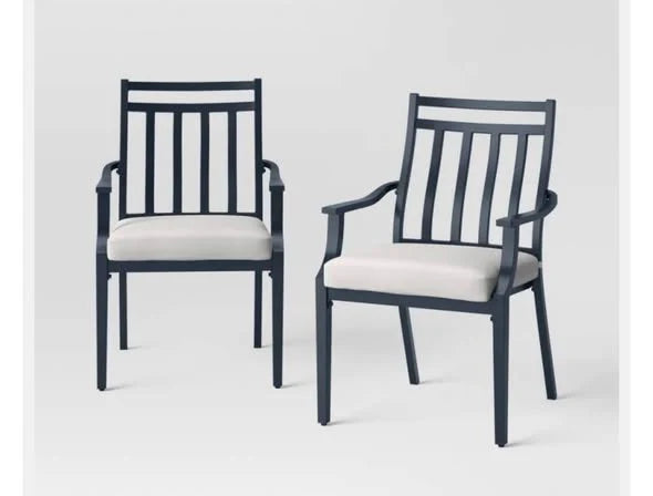 Searsburg 2pk Aluminum Patio Dining Chairs, Outdoor Furniture - Black