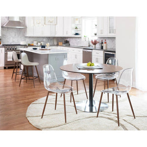 Clara Dining Chairs in Clear and Walnut (Set of 2)