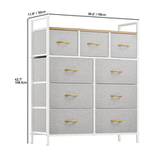 Load image into Gallery viewer, DEXTRUS 9-Drawer Fabric Dresser for Adults, Storage Tower Organizer for Bedroom &amp; Closet, Light Grey