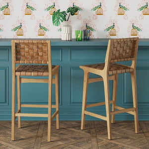 24" Ceylon Woven Counter Height Stools - NATURAL & BROWN