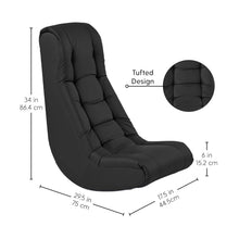 Load image into Gallery viewer, Soft Floor Rocker - Cushioned Ground Chair for Kids Teens and Adults - Great for Reading, Gaming, Meditating, TV - Black