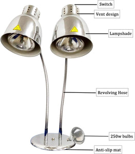 KOUWO Food Heat Lamps with Dual 250w Bulbs Food Warmer Lights