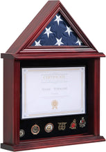 Load image into Gallery viewer, Solid Wood Flag Display Case Military Shadow Box