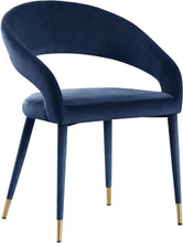 Load image into Gallery viewer, Joel Velvet Contemporary Dining Chair With Gold Accents, Set of 2, Navy Blue
