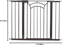 Load image into Gallery viewer, Auction Safety 1st Decor Tall &amp; Wide Pressure-Installed Metal Gate With SecureTech locking handle - Fits 29-47&quot; Wide, 36&quot; Tall, Includes 2 Extension Panels And 4 Wall Cups, Great For Babies And Pets, Bronze - IMPERFECT