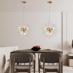 8-Light Isamacc Firework Crystal Chandeliers, Gold Dandelion