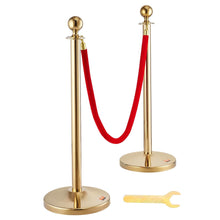 Load image into Gallery viewer, VEVOR 4 Pack Crowd Control Stanchions with Velvet Rope, 3 Pieces 5ft Red Velvet Ropes, Stainless Steel Queue Line Divider with Fillable Base and Top