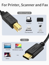 Load image into Gallery viewer, CableCreation USB C Printer Cable 1 m, USB C to Printer Cable USB C to B, Scanner Cable Printer Cable to USB C MIDI Cable for Yamaha Casio Digital Piano MIDI Controller DJ Controller, 3.3 ft Black