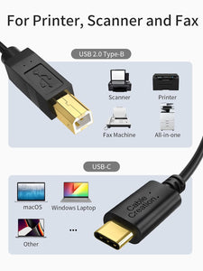 CableCreation USB C Printer Cable 1 m, USB C to Printer Cable USB C to B, Scanner Cable Printer Cable to USB C MIDI Cable for Yamaha Casio Digital Piano MIDI Controller DJ Controller, 3.3 ft Black