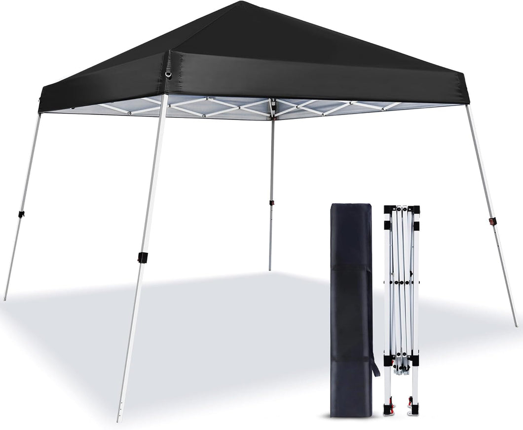 CAMPHILL 8x8 Pop up Canopy Tent,Portable Easy Up Slant Leg Canopy with Carrying Bag,Instant Commercial Shelter,UV Resistant Waterproof,for Outdoor Events,Patio,Backyard,Party,Camping,Black