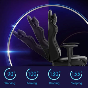 BestOffice Office Chair PC Gaming Chair Ergonomic Desk Chair Executive PU Leather Computer Chair Lumbar Support with Footrest Modern Task Rolling Swivel Racing Chair for Women&Men, Black